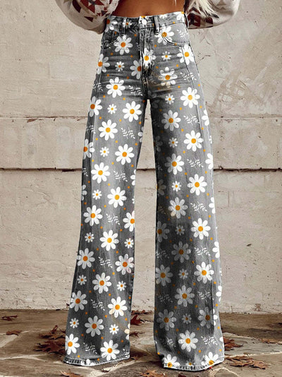 Nessa | Women's Print Flared Pants | Denim