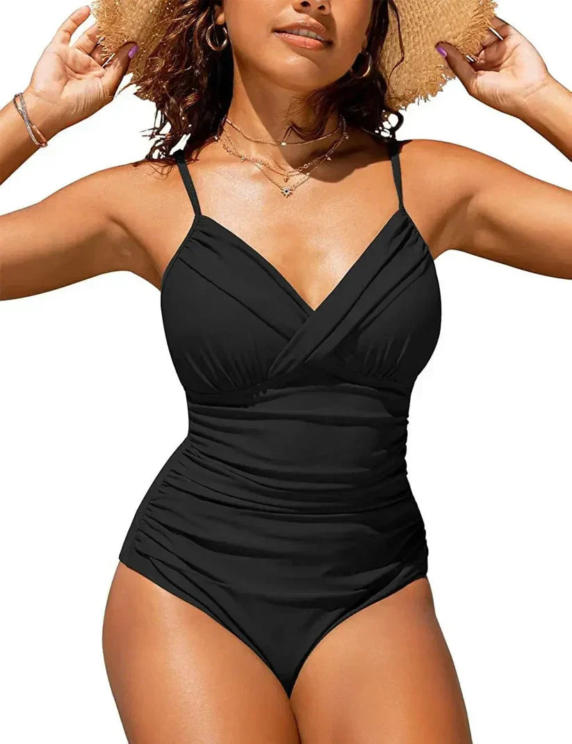 Push-Up Swimsuit with V-Neck for Women