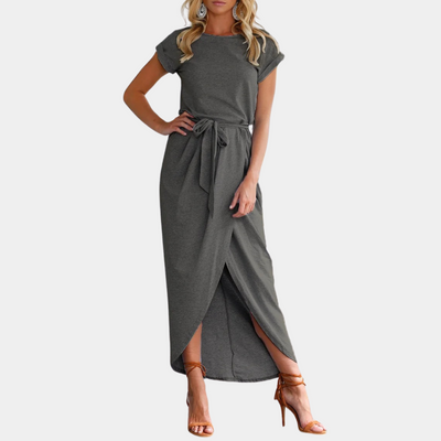 Justine | Women's Tulip Plain Maxi Dress | Round Neck