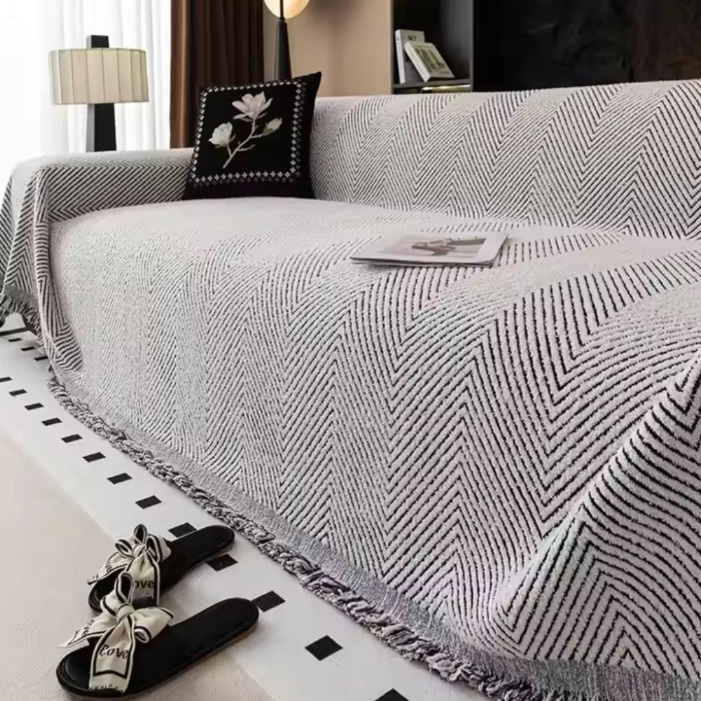 Reversible Herringbone Couch Cover