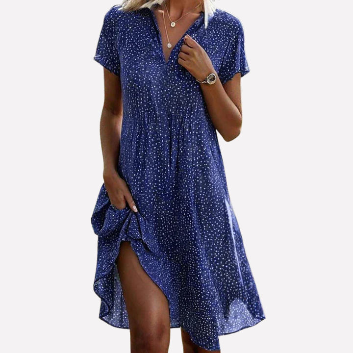 Short-Sleeved Midi Shirt Dress for Women