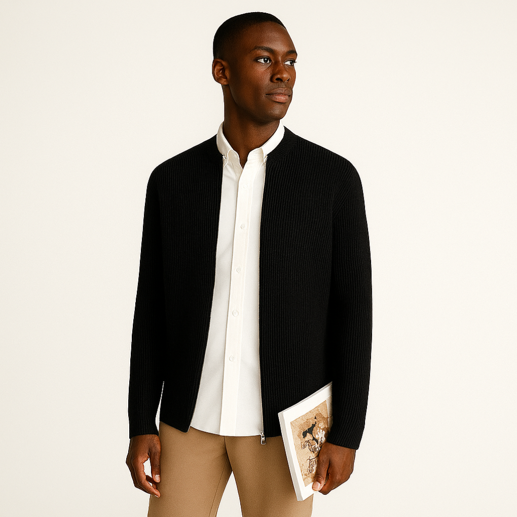Men's Knit Cardigan with Zipper