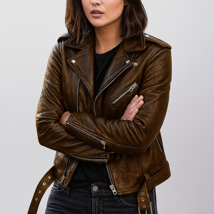 Women's Slim Fit Biker Leather Jacket