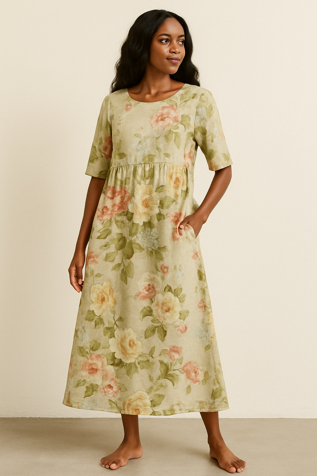 Women's Khaki Midi Dress