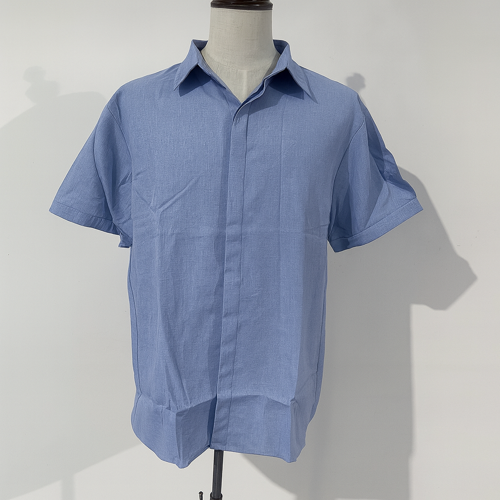 Men’s Cotton-Linen Short-Sleeved Shirt – Refined Style for Any Occasion