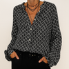 Printed Elegant V Neck Blouse