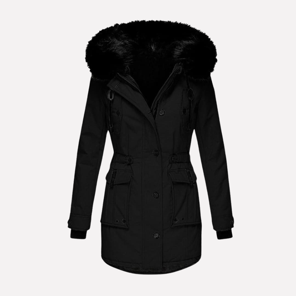 Women’s Parka Jacket with Hood and Flap Pockets