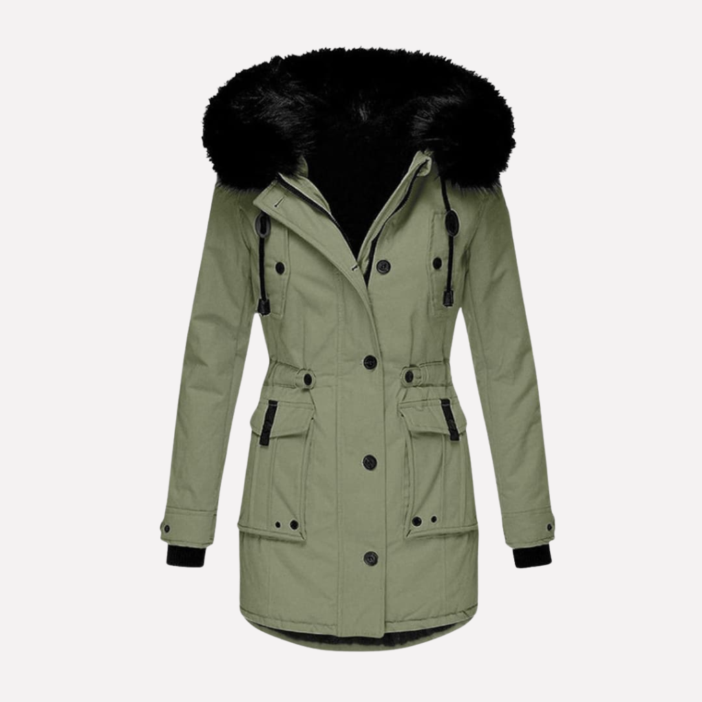 Women’s Parka Jacket with Hood and Flap Pockets