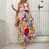 Women’s Colorful Floral V-Neck Sleeveless Dress