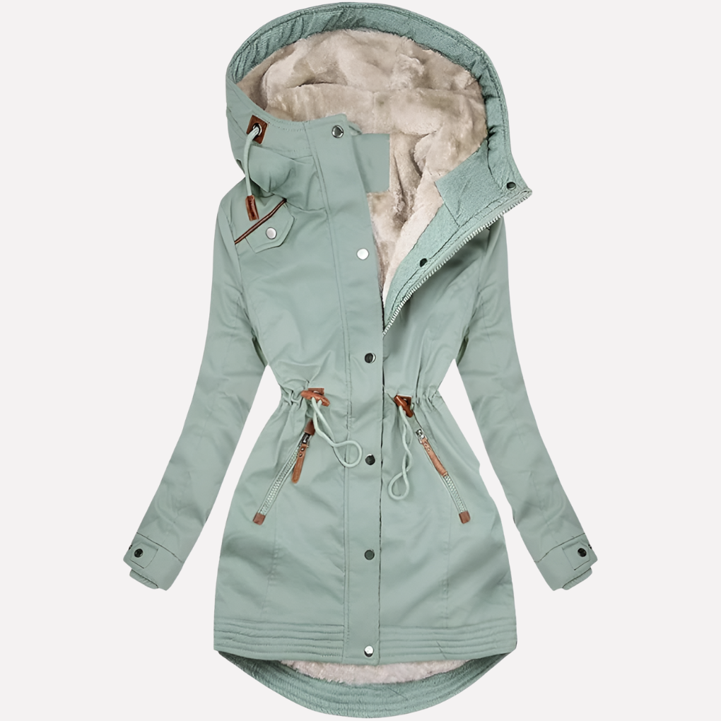 Women’s Parka with Lined Hood and Drawstring Waist