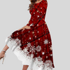 Winter Christmas Party Long-Sleeve Printed Dress – Festive Night Out Style