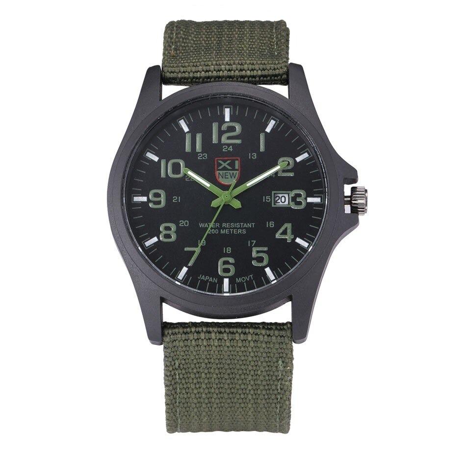 Robust Military-Style Watch with Illuminated Dial