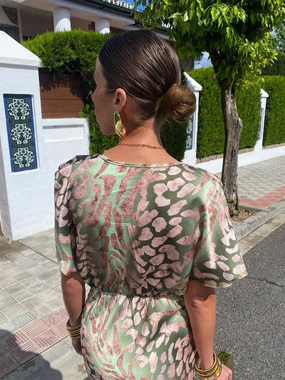 Francia | Women's Hollow Neck Long Dress | Flare Sleeves