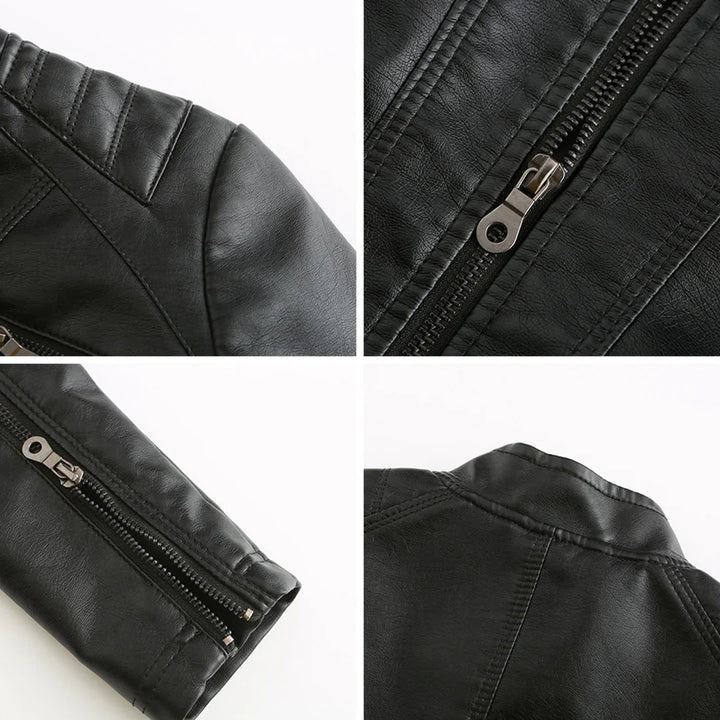 Faux Leather Biker Jacket for Women