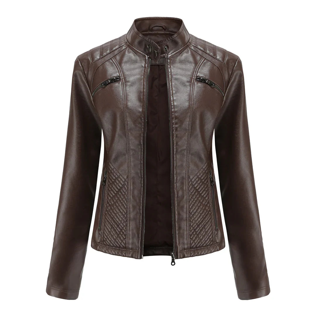 Faux Leather Biker Jacket for Women