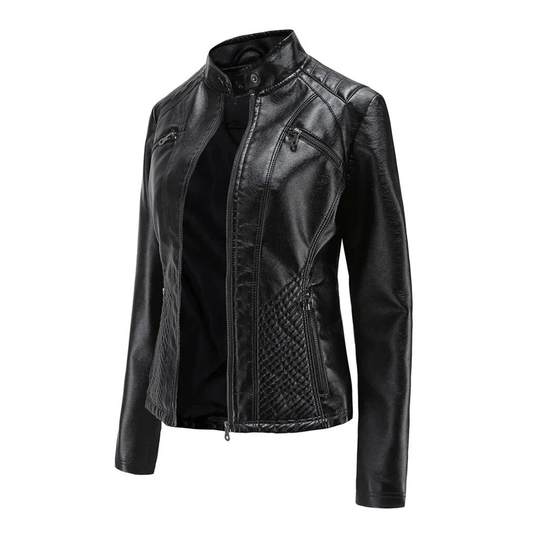 Faux Leather Biker Jacket for Women