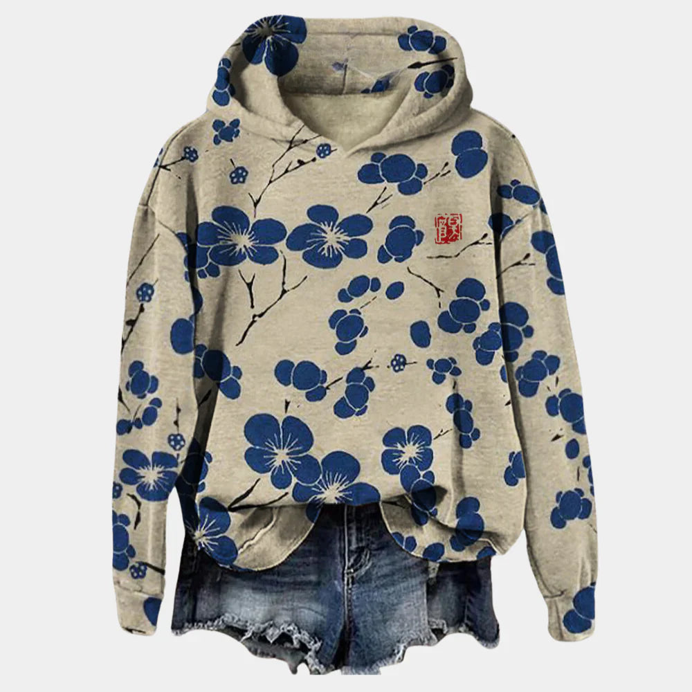 Casual Hoodie with Koi Art Print for Women