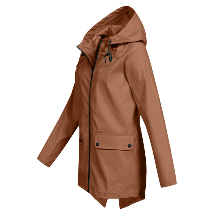 Waterproof Women's Mid-Length Jacket with Zipper