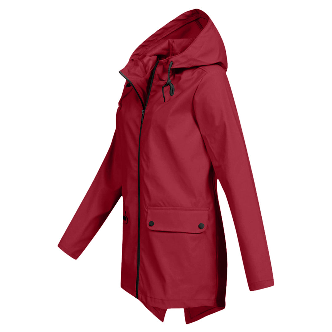 water-resistant Women's Mid-Length Jacket with Zipper