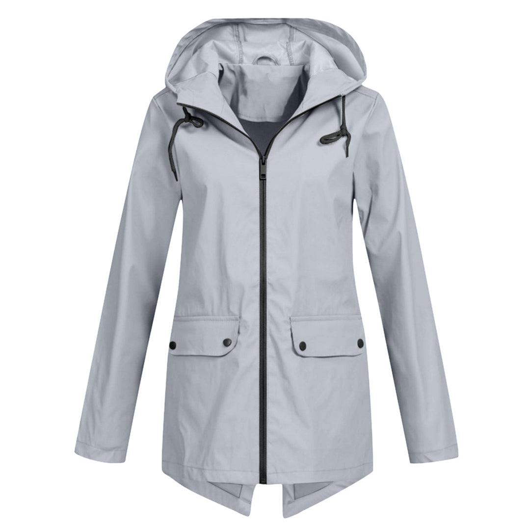 water-resistant Women's Mid-Length Jacket with Zipper