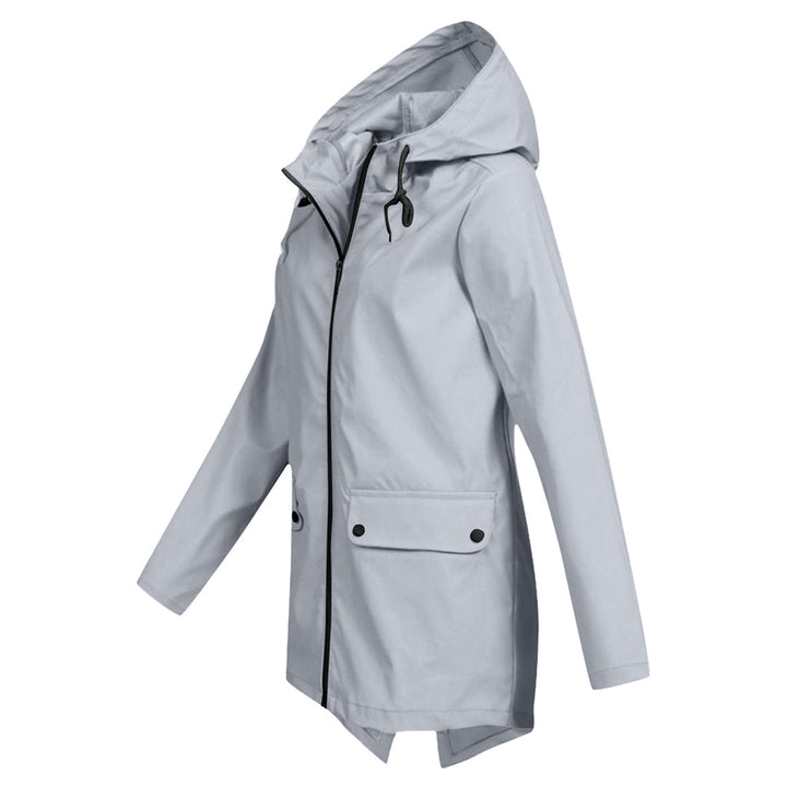 Waterproof Women's Mid-Length Jacket with Zipper