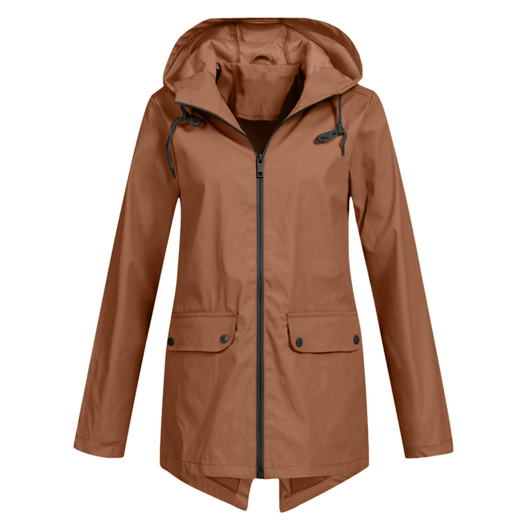 water-resistant Women's Mid-Length Jacket with Zipper
