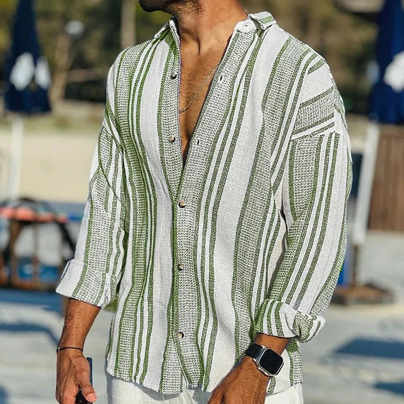 Men's Long Sleeve Striped Shirt