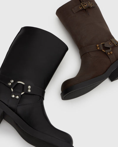 Zephe | Women’s Ankle Biker Boots | Rugged Style