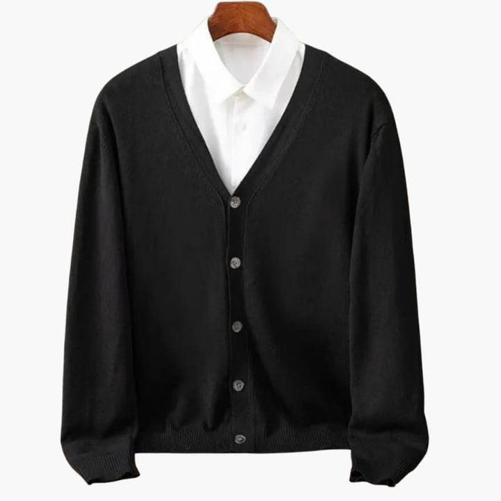 Men’s V-Neck Button-Front Cardigan – Classic Knit Layer