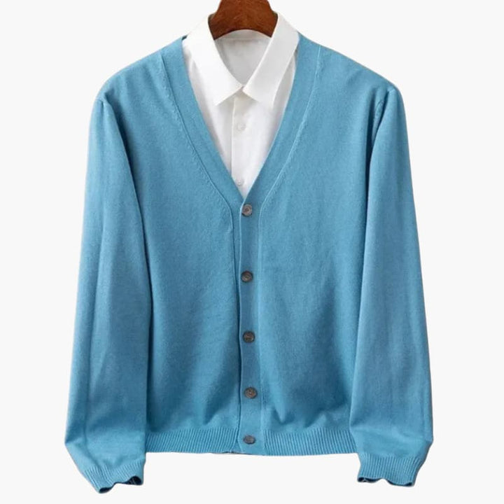 Men’s V-Neck Button-Front Cardigan – Classic Knit Layer
