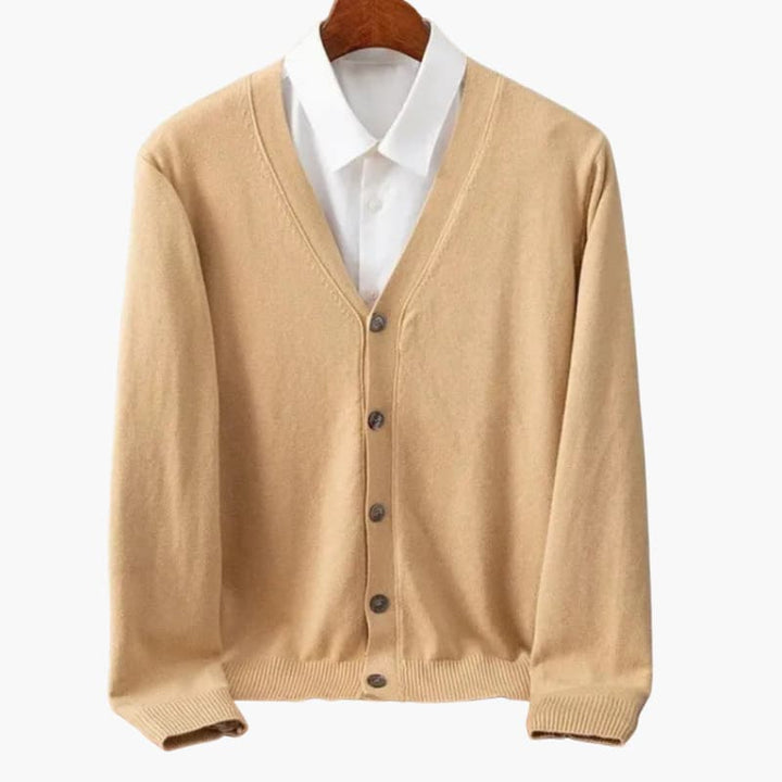 Men’s V-Neck Button-Front Cardigan – Classic Knit Layer