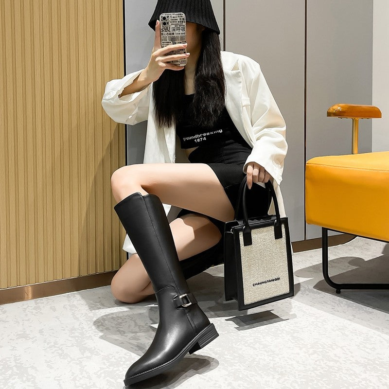 Edna | Women's Knee High Boots| V-Slit
