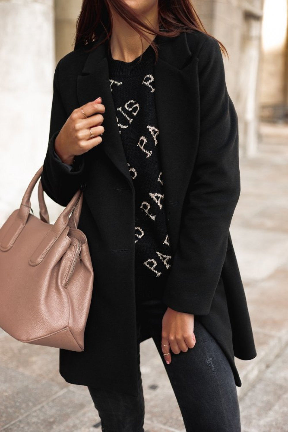 Vasilla | Women's Long Sleeve Double-Breasted Buttoned Outerwear Winter Pea Coat