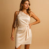 One-Shoulder Draped Waist Elegance for Evening Wear