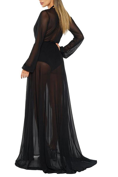 Laarni | Women’s Long Sleeve Sheer Maxi Beach Cover Up | Flowy and Elegant