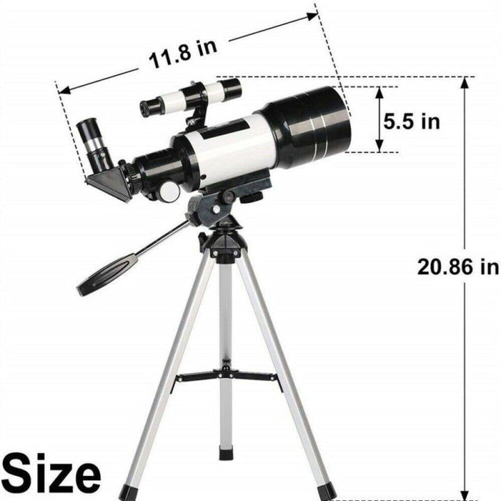 Professional Astronomical 150x Magnification Refracting Telescope 300/70mm With Tripod Phone Adapter 4