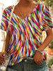Retro V-neck T-shirt for Women