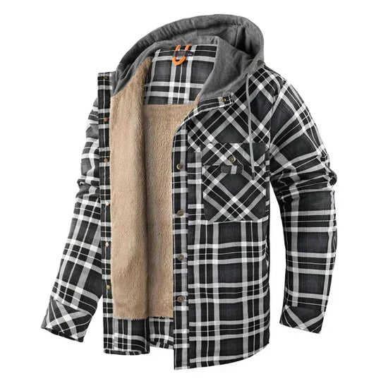 Men’s Plaid Hooded Shirt Jacket