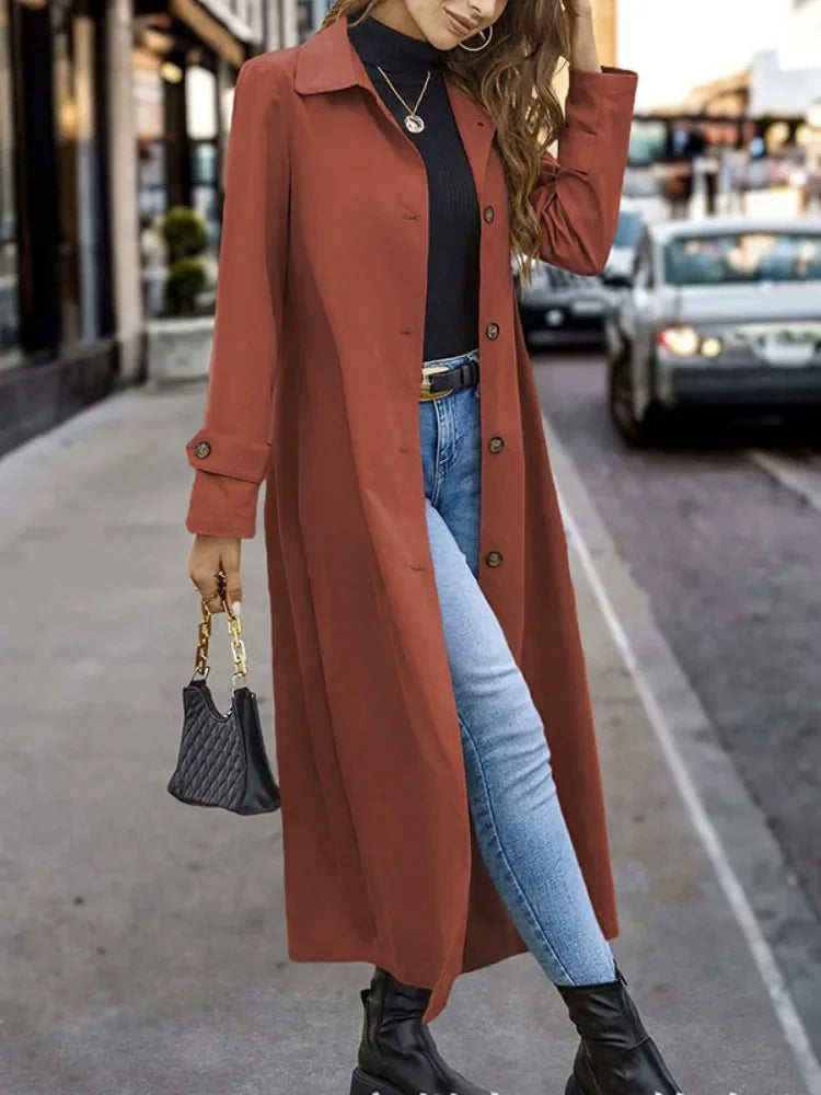Celvara | Women's Timeless Long Trench Coat | Sophisticated