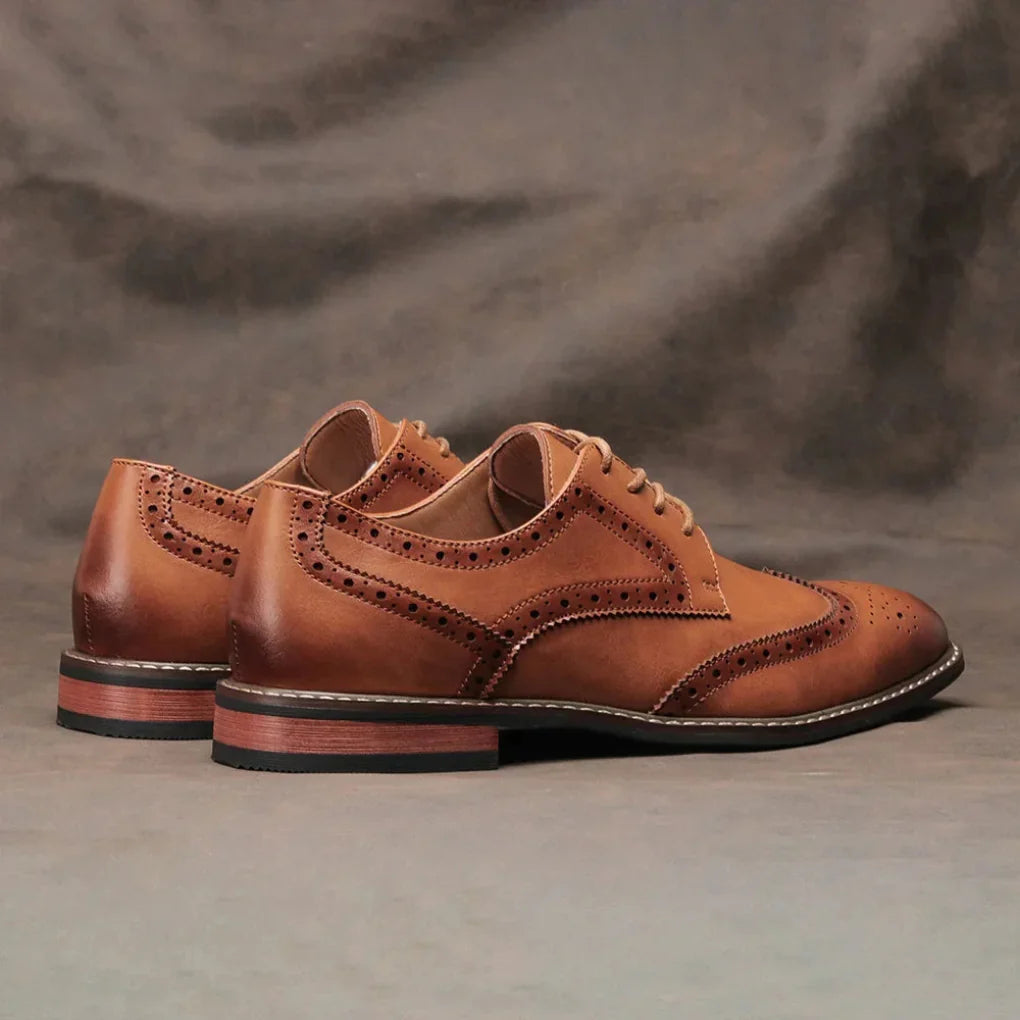 Leather Wingtip Brogue Oxford Lace Up Shoes