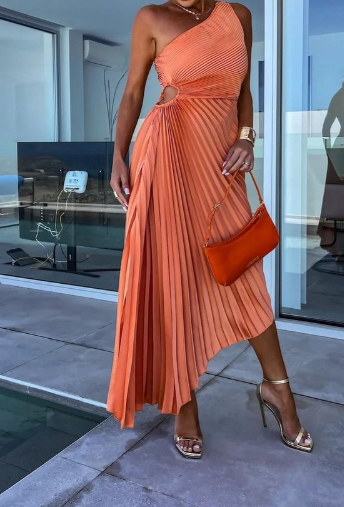 Halley | Women's Elegant One Shoulder Dress | Midi