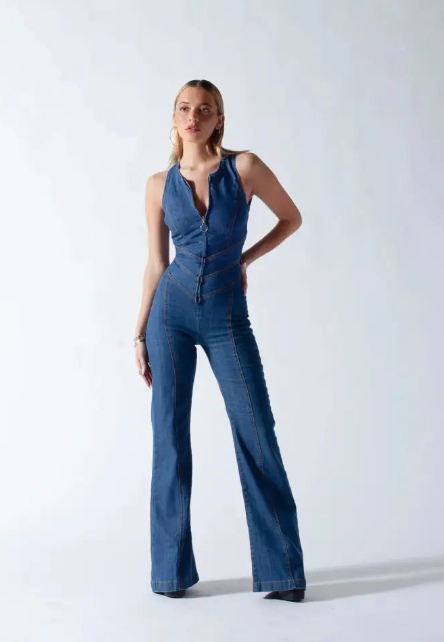 Korine | Women's Stylish Denim Jumpsuit | Backless