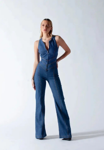 Korine | Women's Stylish Denim Jumpsuit | Backless