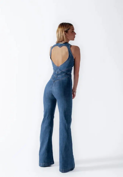 Korine | Women's Stylish Denim Jumpsuit | Backless