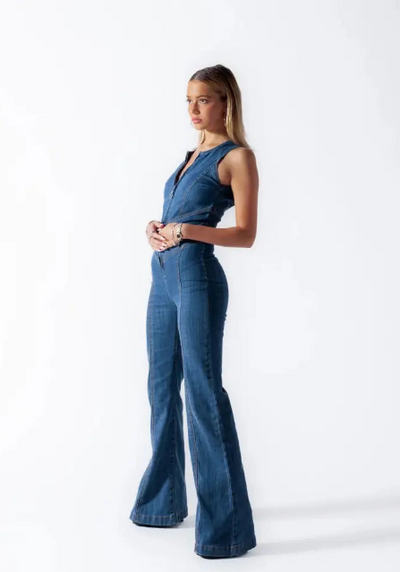Korine | Women's Stylish Denim Jumpsuit | Backless