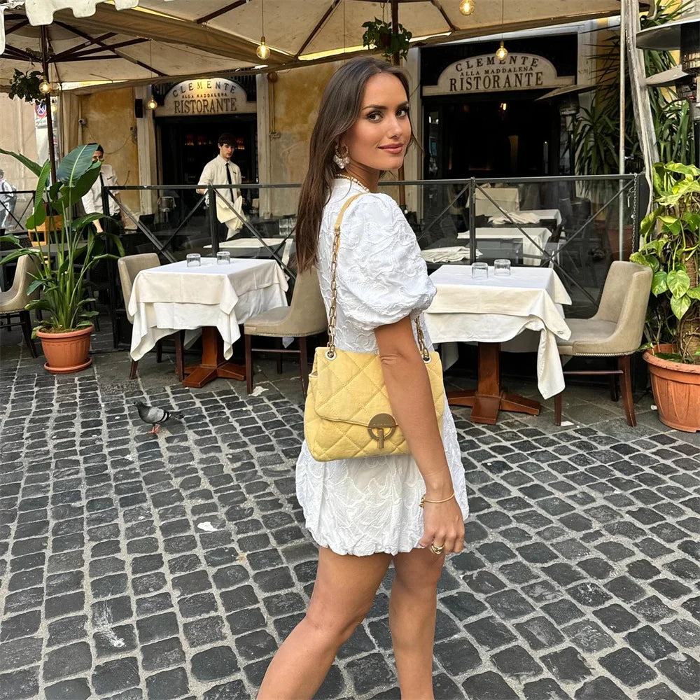 Lady | Women's Mini Puff Dress | White