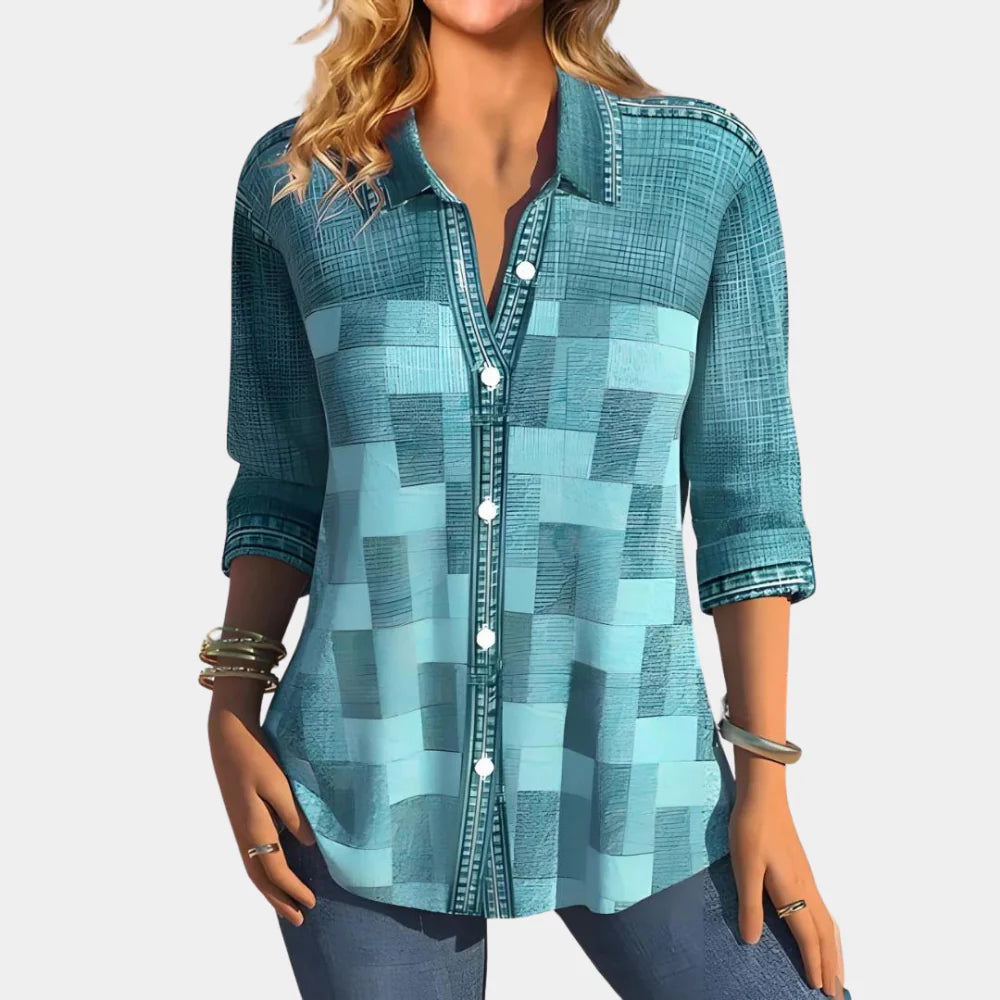 Casual Women's Blouse with Check Pattern
