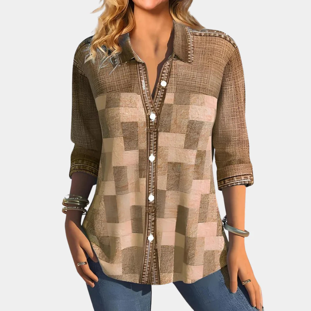 Casual Women's Blouse with Check Pattern