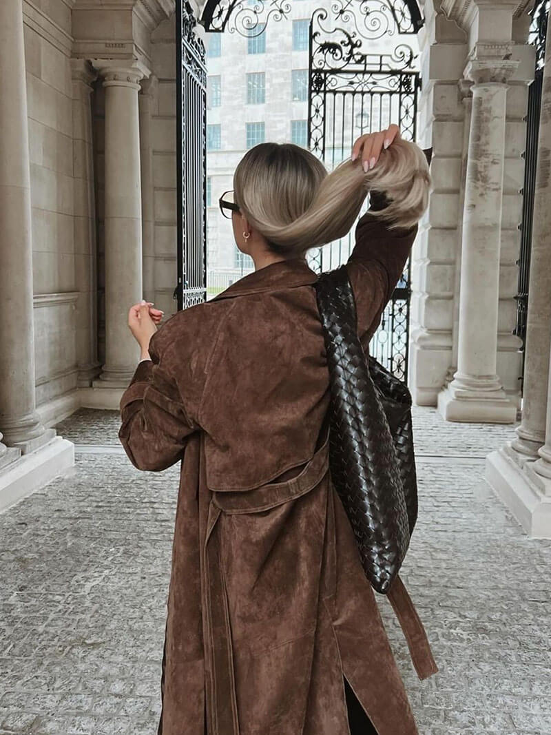 Shyrin | Women’s Double-Breasted Trench Coat | Sleek Layering