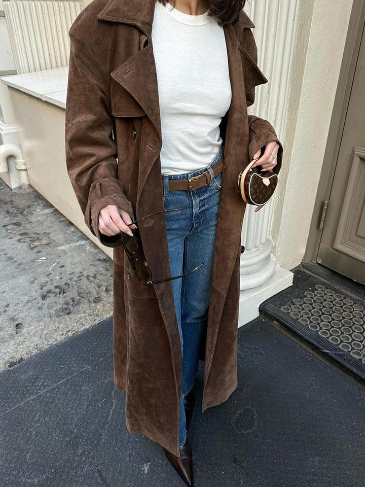 Shyrin | Women’s Double-Breasted Trench Coat | Sleek Layering